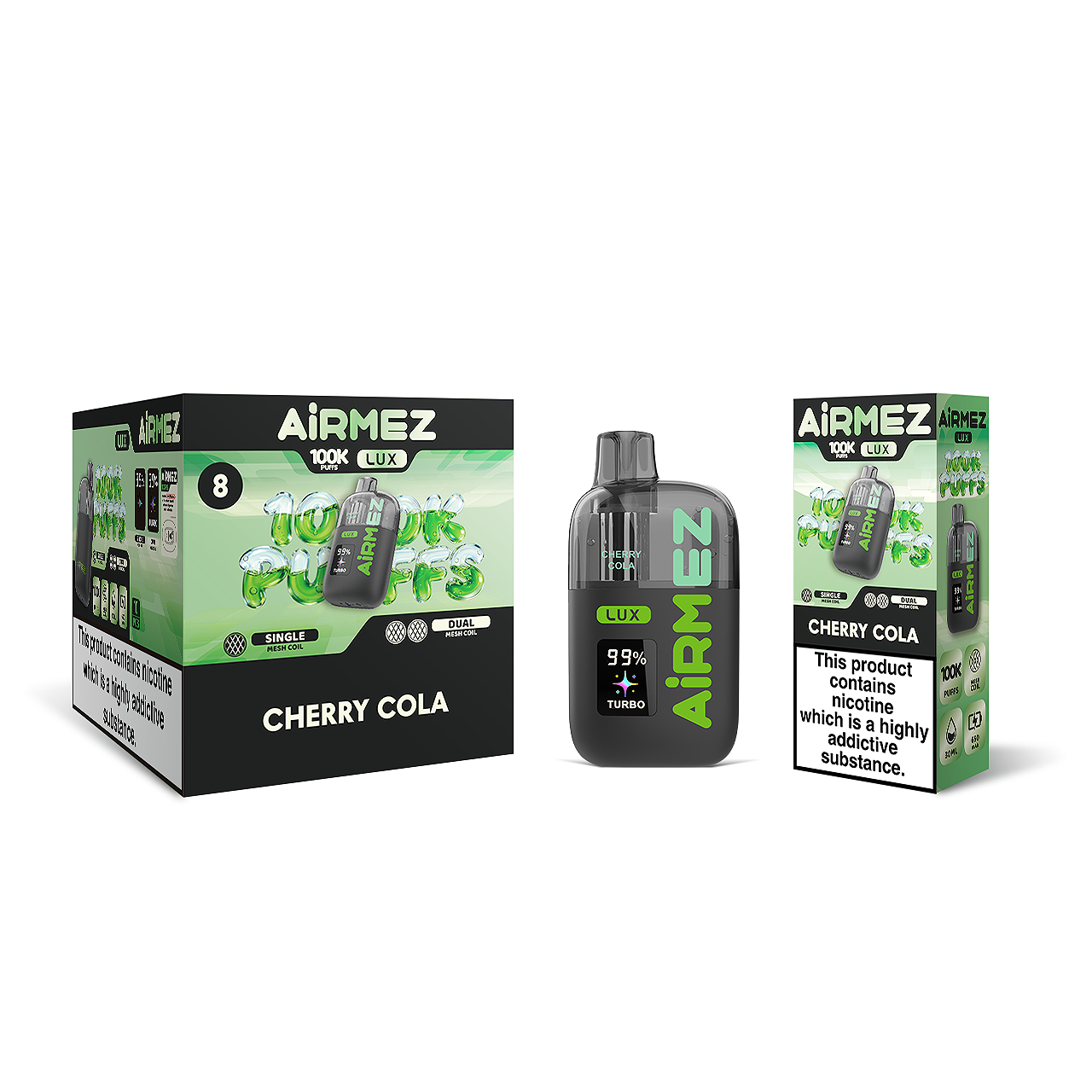 AiRMEZ Lux 100K Cherry Cola – urządzenie i opakowanie produktu