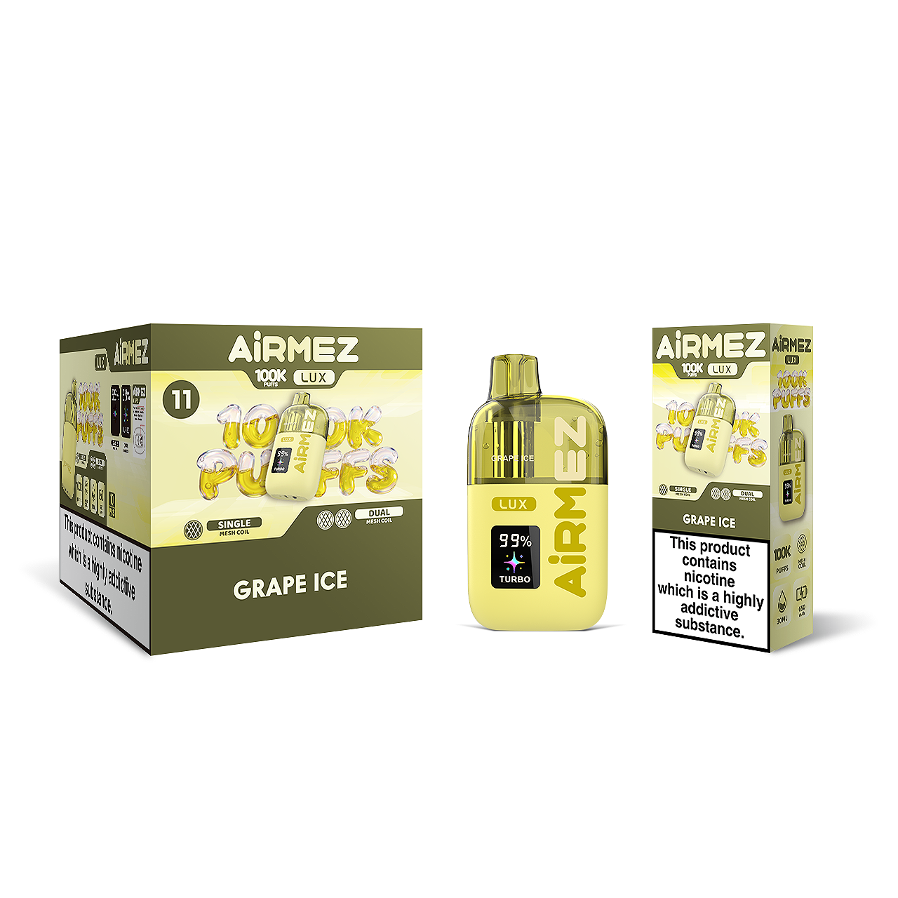 airmez lux 100k grape ice packaging