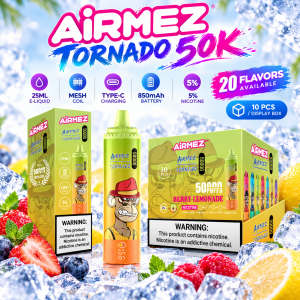 AiRMEZ Tornado 50K Puffs – 25 ml, Mesh Coil, 850 mAh i 20 smaków