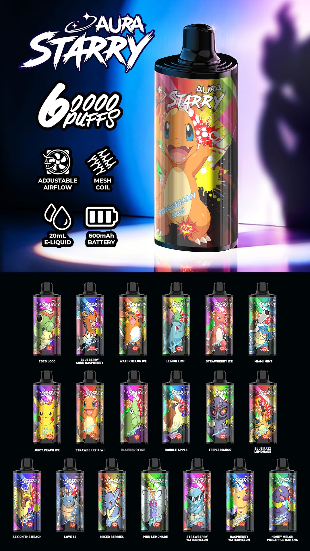 STARRY 60K Puffs – 19 smaków i najważniejsze cechy produktu